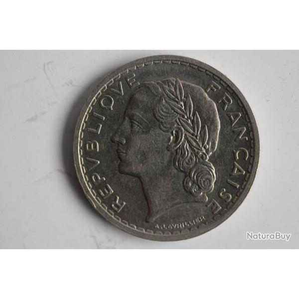 Monnaie 5 Francs Lavrillier 1938