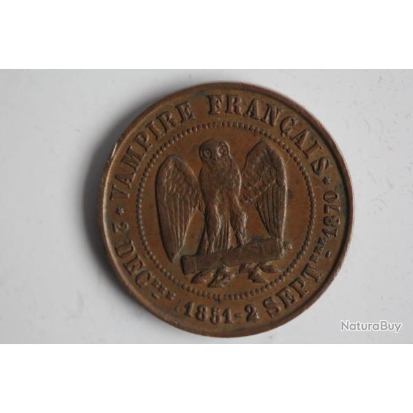 Monnaie satirique Napol�on III le Mis�rable module de 5 centimes