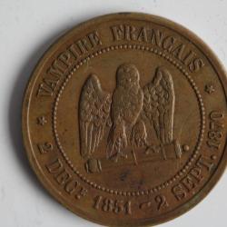 Monnaie satirique Napoléon III le Misérable module de 5 centimes