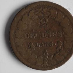 Monnaie 2 Décimes Dupré L'an 5 A