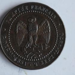 Monnaie satirique Napoléon III le Misérable module de 5 centimes