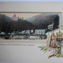 CPA gaufrée Schloss Stolzenfels und Capellen Allemagne