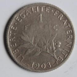 Monnaie argent 1 franc Semeuse 1903