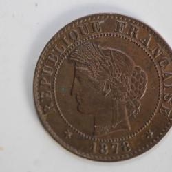 Monnaie 1 Centime Cérès 1878 K Bordeaux Rare