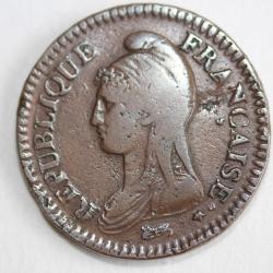 Monnaie 1 Décime Dupré grand module L'An 7 A (Paris)