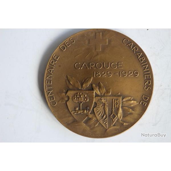 M�daille de tir Centenaire des carabiniers Carouge 1929 Suisse