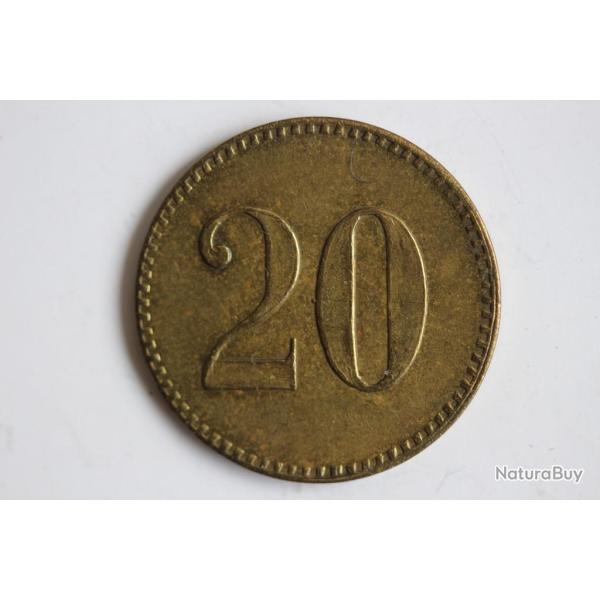Jeton 20 Rappen Wohlfahrtshaus Kallnach 1920 Suisse