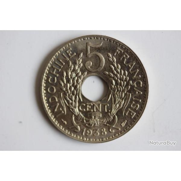 Monnaie 5 Centi�mes Indochine 1938