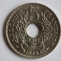 Monnaie 5 Centièmes Indochine 1938