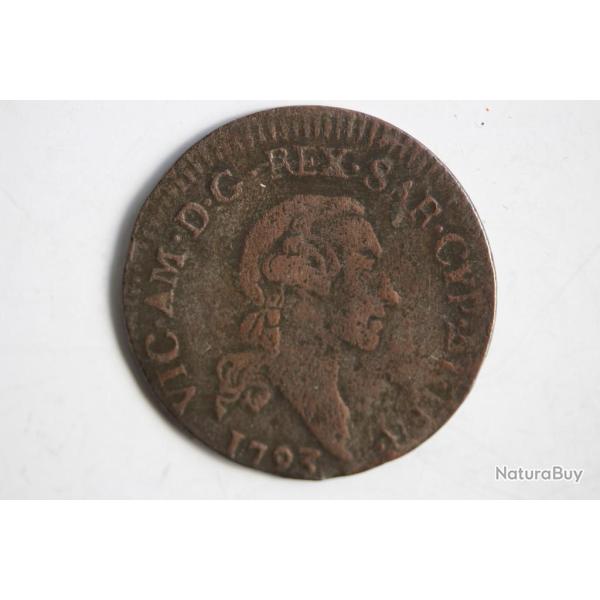 Monnaie 7.6 soldi 1793 Victor-Amed�e III Duch� Savoie Italie Sardaigne