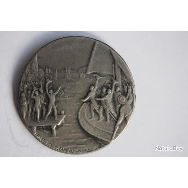 M�daille �pinglette Arriv�e des Suisses au Port Noir en 1814