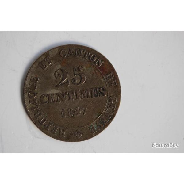 Monnaie 25 Centimes Canton de Gen�ve 1847 Suisse