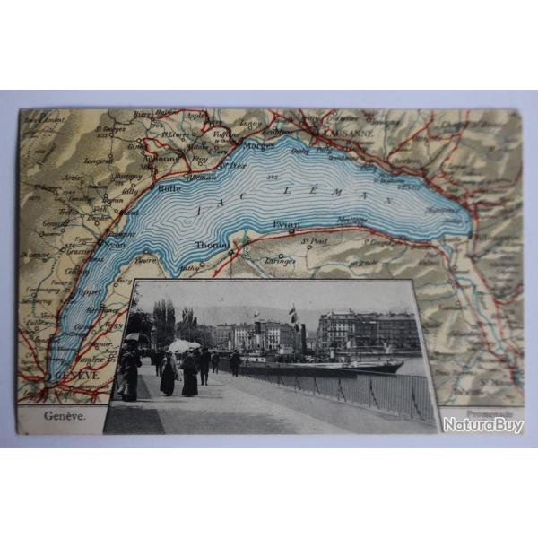 Carte postale ancienne Gen�ve promenade au bord du lac L�man Suisse