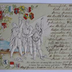 Carte postale ancienne gaufrée Wir wollen sein ein einzig Volk Suisse