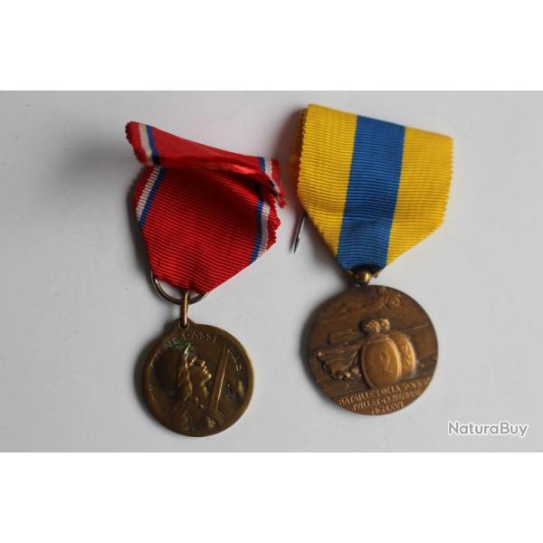 Deux mdailles Guerre 1914/18 Combattants Somme Verdun militaria