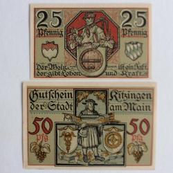 Billets de nécessité Pfennig Kitzingen am Main 1921 Allemagne