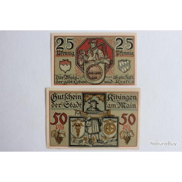 Billets de n�cessit� Pfennig Kitzingen am Main 1921 Allemagne