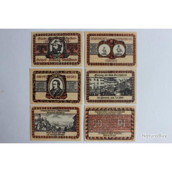 Billets de n�cessit� 50 Pfennig L�rrach 1922 Allemagne
