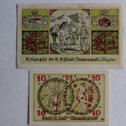 Billets de nécessité Pfennig Immenstadt im Allgäu 1918 Allemagne