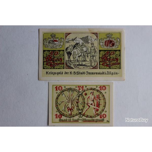 Billets de n�cessit� Pfennig Immenstadt im Allg�u 1918 Allemagne