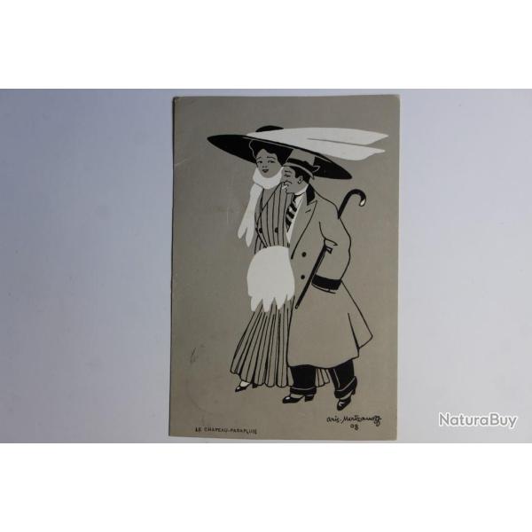 Carte postale ancienne illustr�e Aris Mertzanoff Le Chapeau-Parapluie