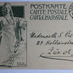 Entier postal CPA Suisse Inauguration 1909 R. de ST. MARCEAUX Linck