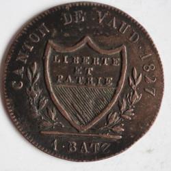 Monnaie 1 Batzen Canton de Vaud 1827 Suisse