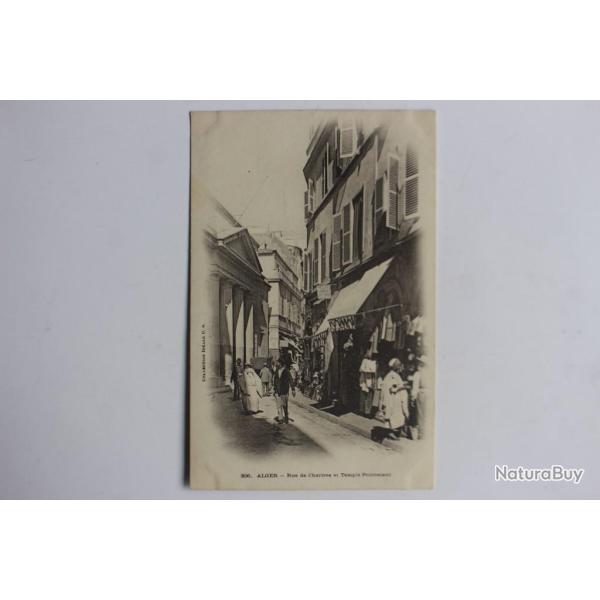 Carte postale ancienne Alger Rue de Chartres Temple Protestant Alg�rie