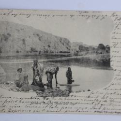 Carte postale ancienne Femmes Kabyles lavant leur linge Algérie