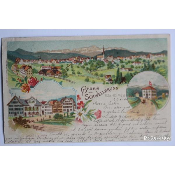 Carte postale ancienne Gruss von Schwellbrunn Appenzell Suisse