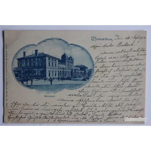 Carte postale ancienne Winterthur Bahnhof Suisse gare