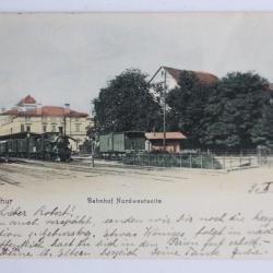 Carte postale ancienne Winterthur Bahnhof Nordwestseite Suisse gare
