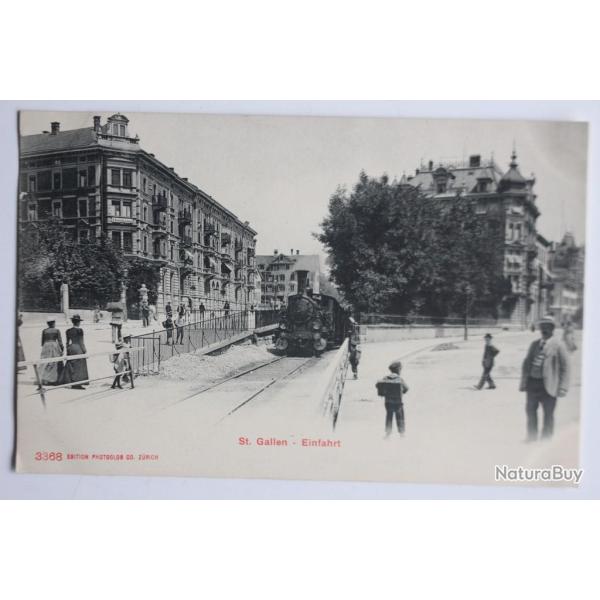 Carte postale ancienne St Gallen Einfahrt Suisse