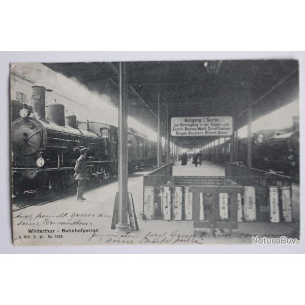 Carte postale ancienne Gare Winterthour Winterthur Bahnhofperron Suisse