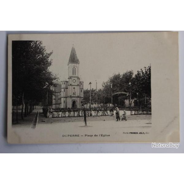 Carte postale ancienne Duperr� Place de l'�glise Alg�rie