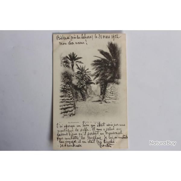 Carte postale ancienne El-Kantara Entr�e du village Alg�rie