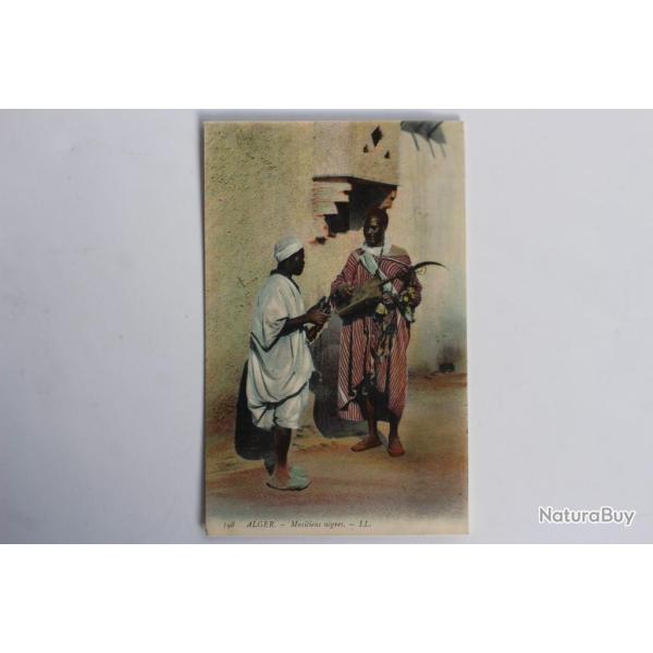 Carte postale ancienne Alger Musiciens n�gres Alg�rie