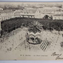 Carte postale ancienne Blida La place d'Armes Algérie
