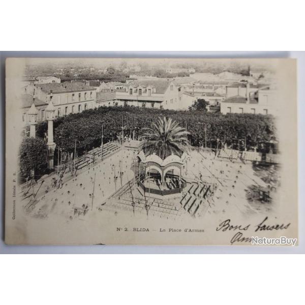 Carte postale ancienne Blida La place d'Armes Alg�rie