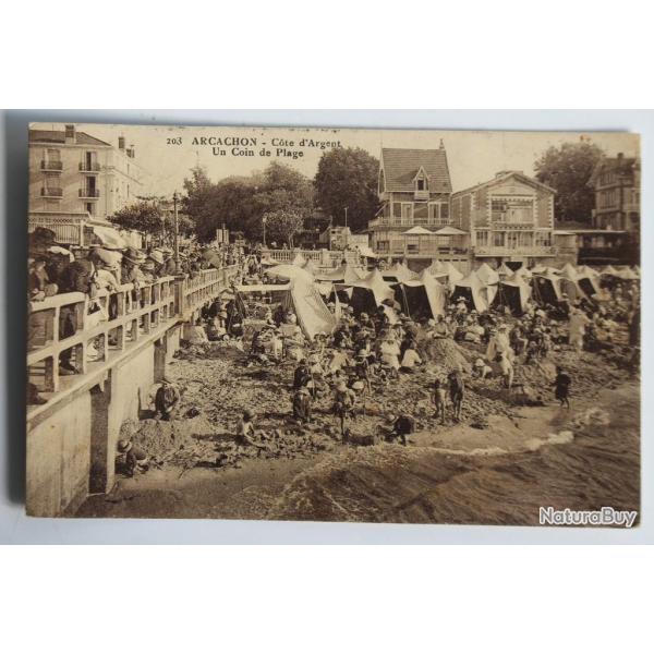 Carte postale ancienne Arcachon C�te d'argent Un coin de plage