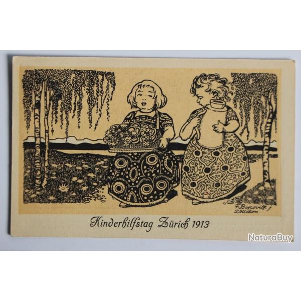 Carte postale ancienne illustr�e Zurich 1913 Suisse