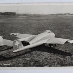 Carte postale ancienne Avion Vampire Dübendorf Suisse