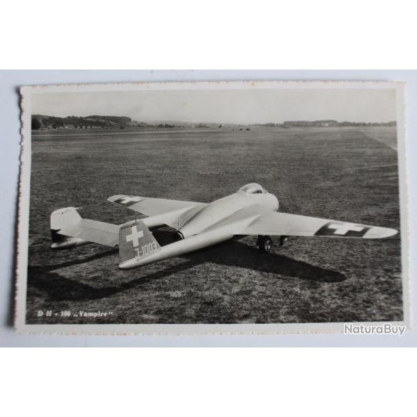 Carte postale ancienne Avion Vampire D�bendorf Suisse