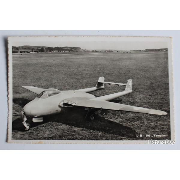 Carte postale ancienne Avion Vampire D�bendorf Suisse