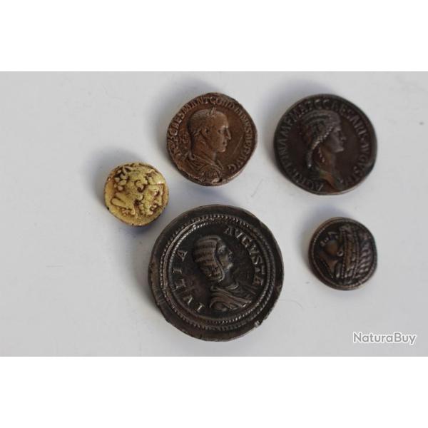 Anciens moulages 5 monnaies antiques