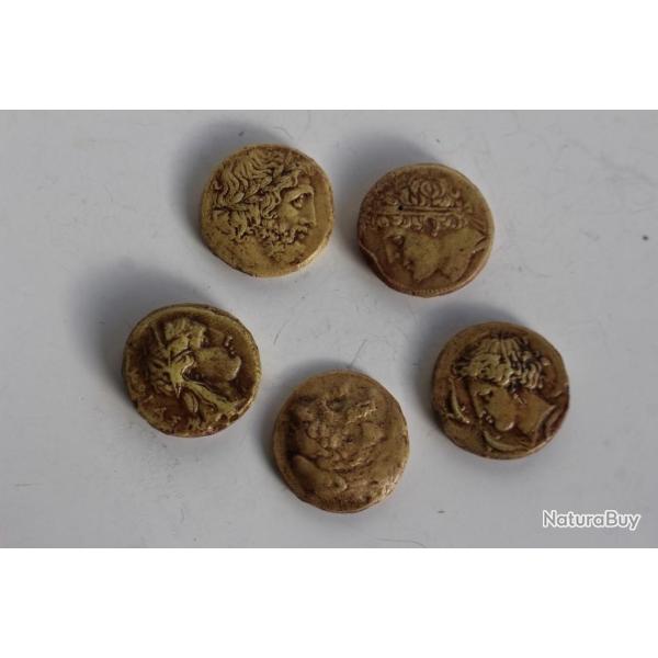 Anciens moulages 5 monnaies antiques