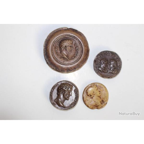 Anciens moulages 4 monnaies antiques