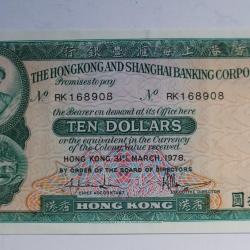 Billet 10 Dollars 1978 Hong Kong et Shanghai neuf