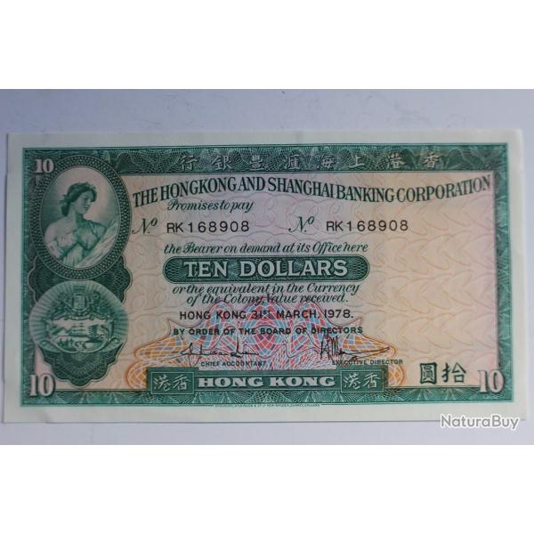 Billet 10 Dollars 1978 Hong Kong et Shanghai neuf