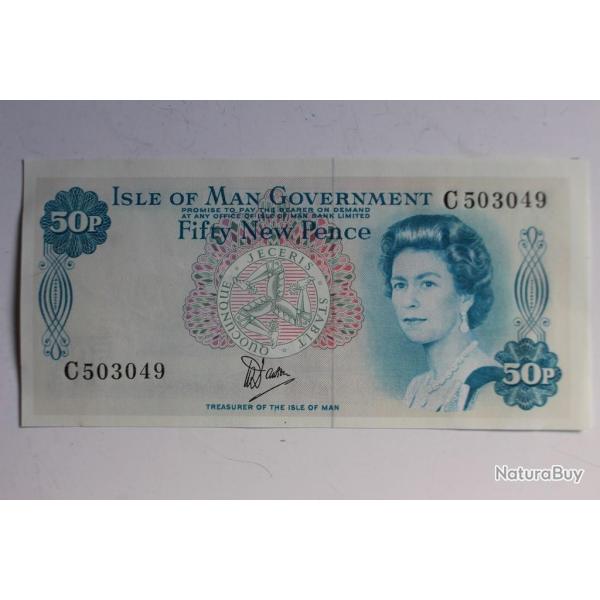 Billet 50 New Pence �le de Man type Elizabeth II